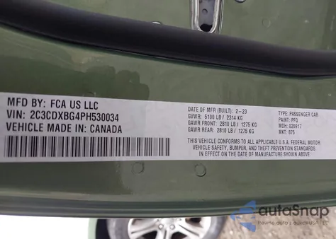 2023 Dodge Charger Sxt z USA, uszkodzony, nr VIN 2C3CDXBG4PH530034